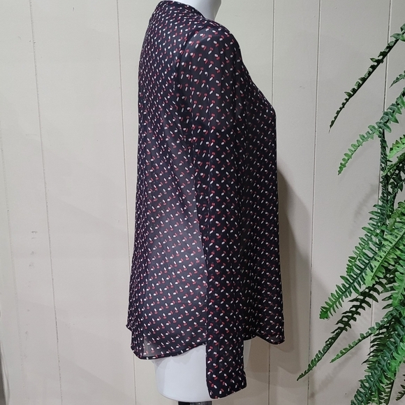 Ann Taylor Sheer Blouse Women's 4 Button Front Top Long Sleeve Lightweight - Picture 3 of 9